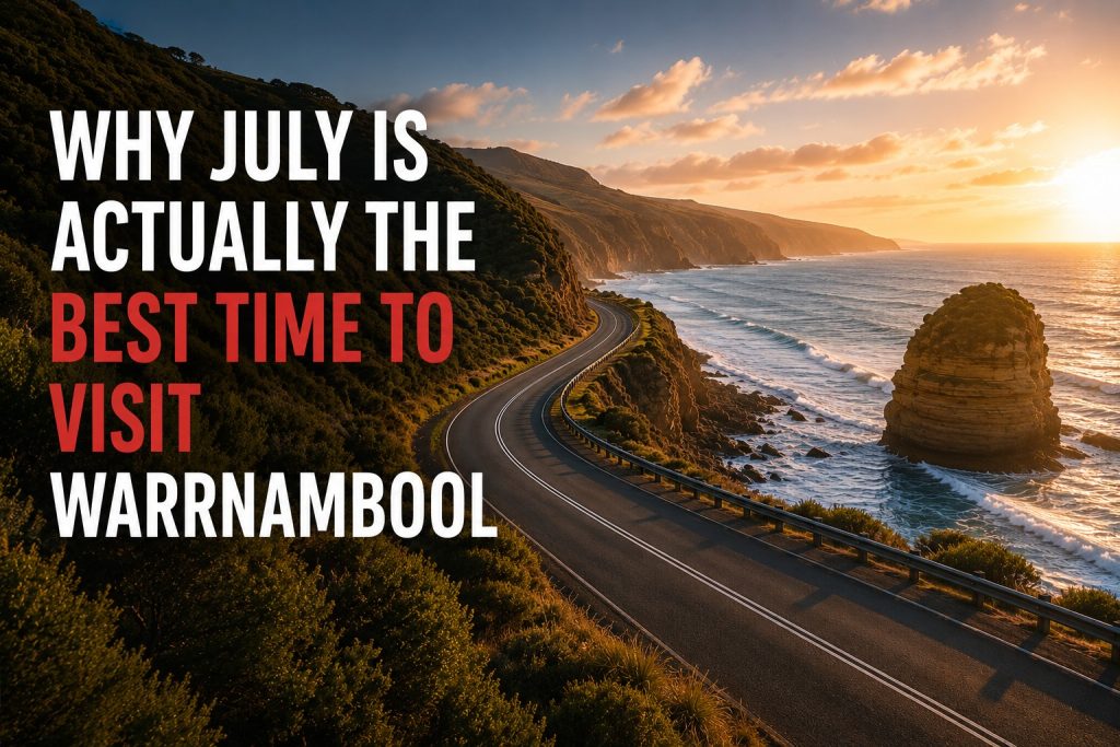 Why July is the best time to visit Warrnambool along the Great Ocean Road, featuring the stunning coastal scenery near City Heart Motel in Warrnambool, Victoria.